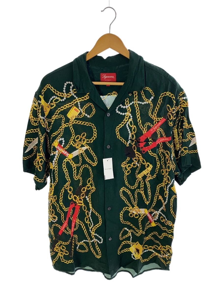 【中古】Supreme◆20AW/Chains Rayon S/S Shirt/半袖シャツ/L/レーヨン/GRN//【メンズウェア】｜2ｎｄ STREET 店