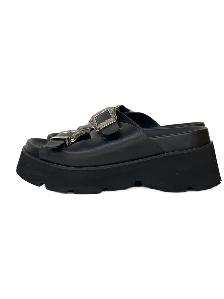 【中古】AMERI◆MEDI WESTERN BUCKLE SANDALS/M/BLK/フェイクレザー/0225112610580【シューズ】