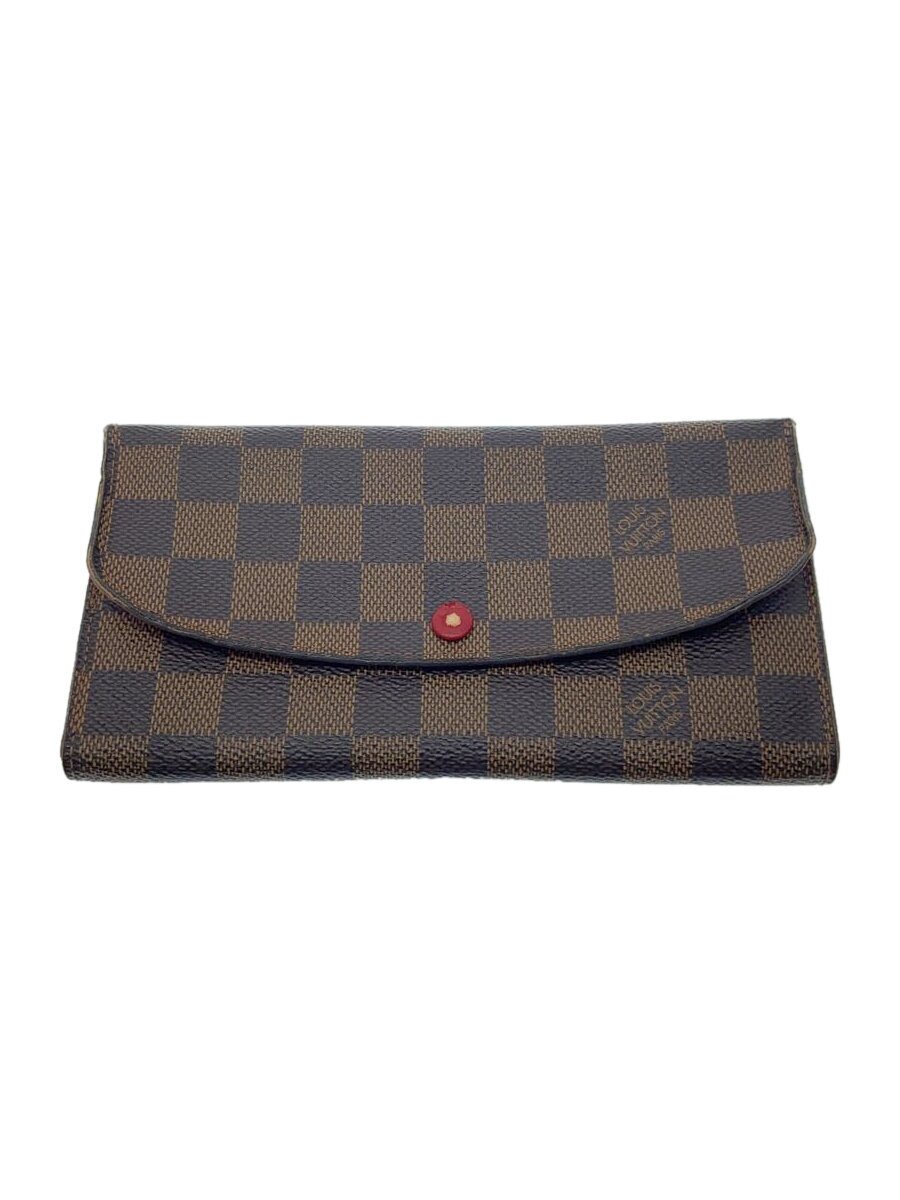 【中古】LOUIS VUITTON◆ポルト・フォイユ・エミリー_ダミエ・エベヌ/PVC/BRW/メンズ【服飾雑貨他】
