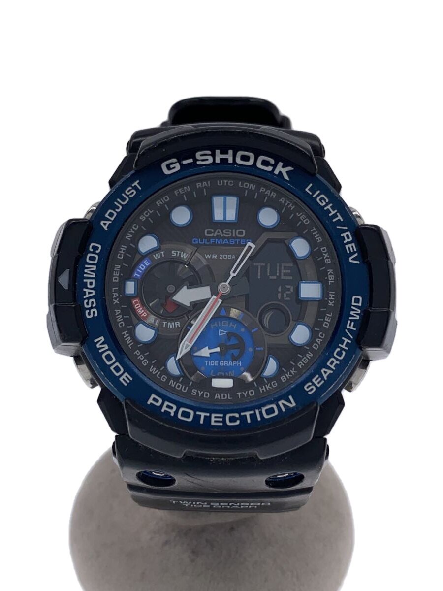 【中古】CASIO◆石英ウオッチ・G-SHOCK/デジアナ/天然ゴム/BLU/BLK/SS【服飾雑貨他】