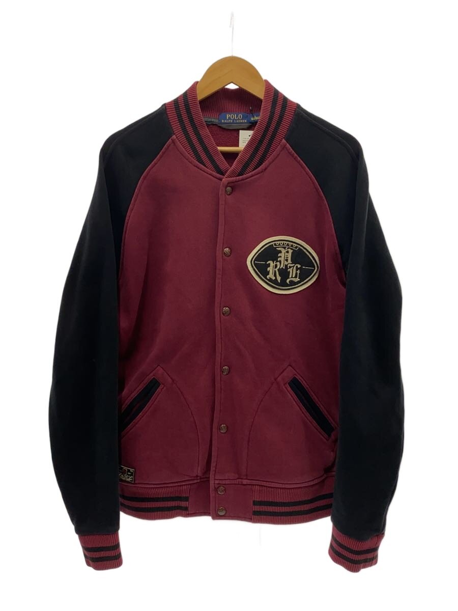 【中古】POLO RALPH LAUREN◆スタジャン/L/綿織物/BRD【メンズウェア】