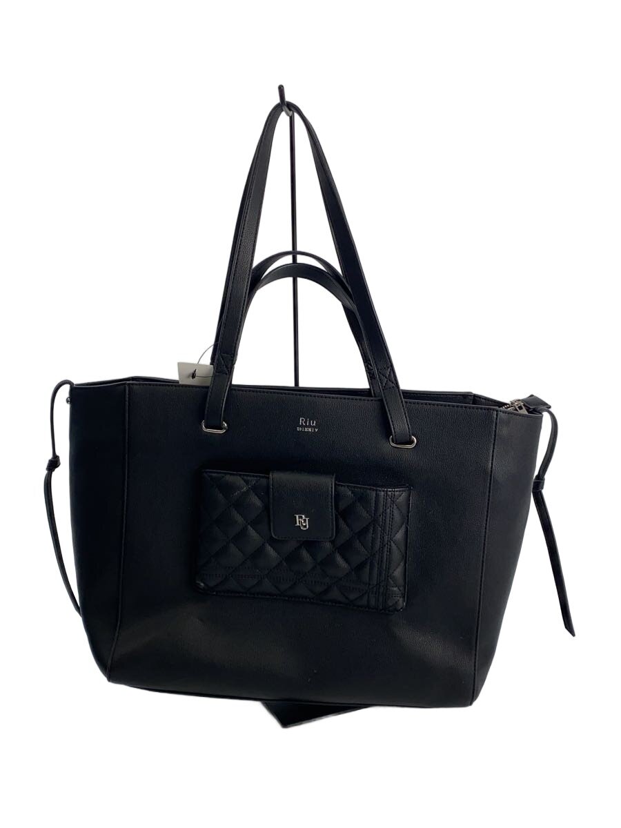 【中古】Riu/Synthetic leather tote bag/トートバッグ/なめし革/BLK【御徒面子】