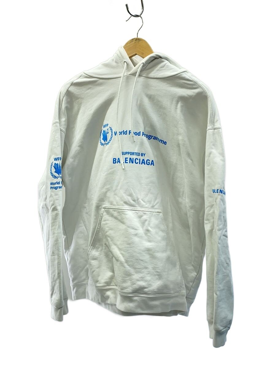 【中古】BALENCIAGA◆world food programme/パーカー/M/綿織物/WHT【メンズウェア】