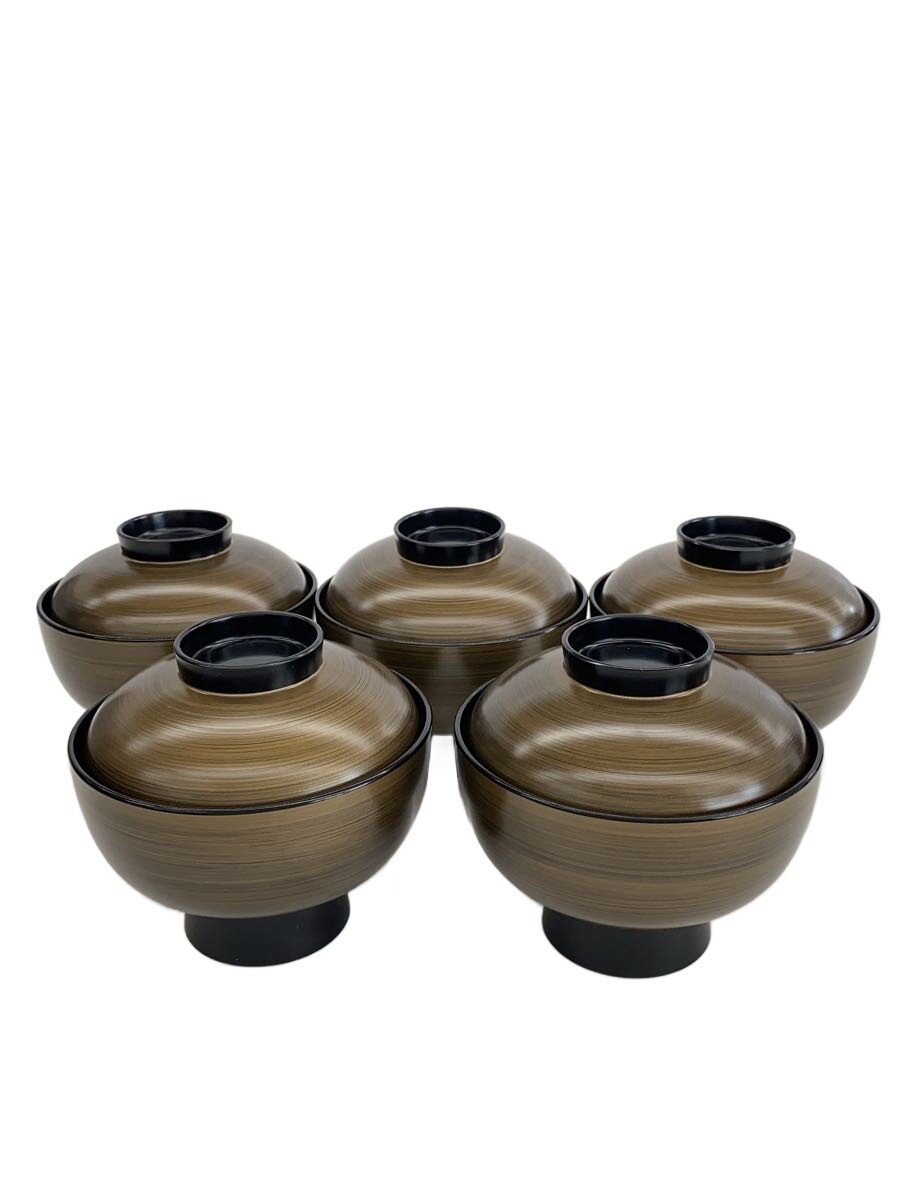 【中古】越前塗(越前塗師細工)◆和食器余分の物/5点書き割り/BLK/金縞紋 雑煮椀///【勝手もと装置】