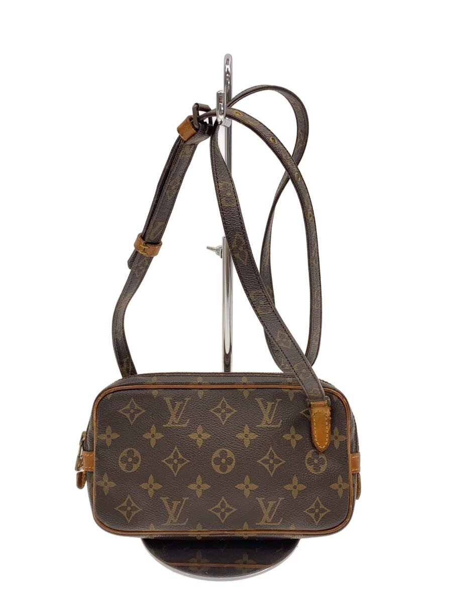 【中古】LOUIS VUITTON◆ポシェット・マルリー・バンドリエール_モノグラム・帆布/PVC/BRW/総柄【御徒面子】
