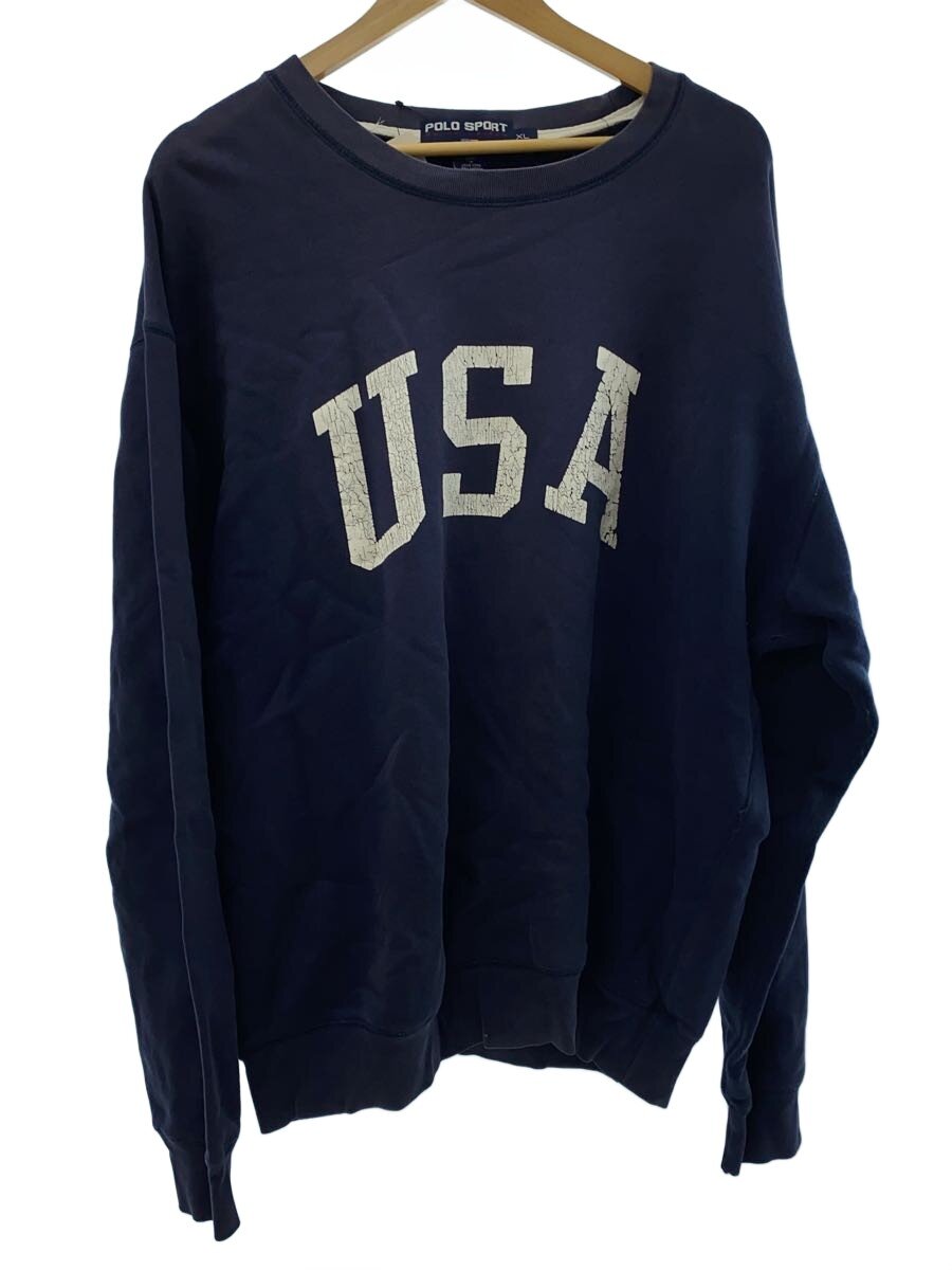 【中古】POLO SPORT◆90s/USAロゴ/アーチ/星条旗/フェード/スウェット/XL/コットン/NVY【メンズウェア】｜2ｎｄ STREET 店