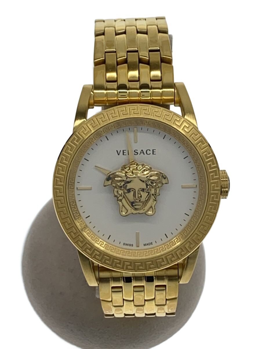【中古】VERSACE◆石英ウオッチ/アナログ/ステンレス鋼/WHT/GLD【服飾雑貨他】
