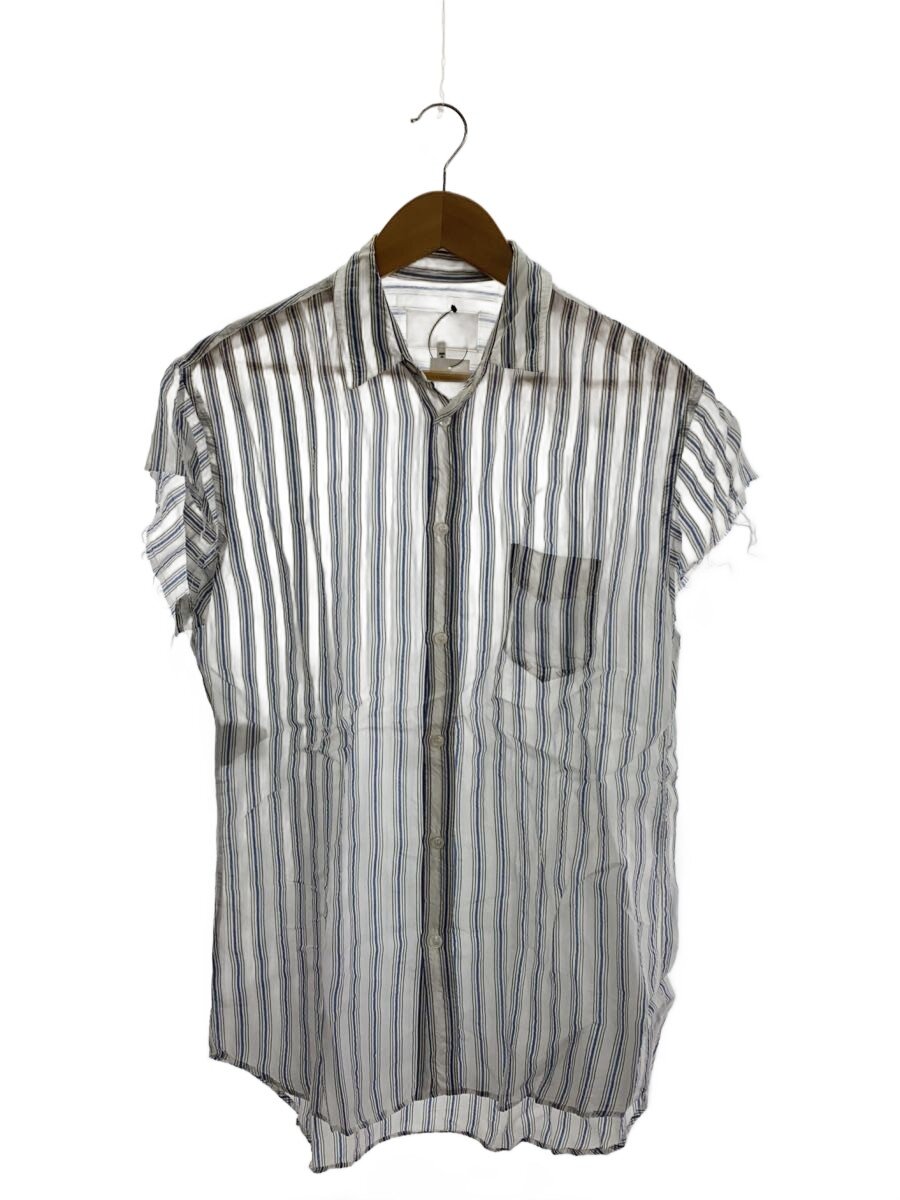 【中古】Martin Margiela◆20SS/ストライプキュプラカットオフ ノースリーブトップ/38/--/WHT/白いこと【レディース御召しもの】