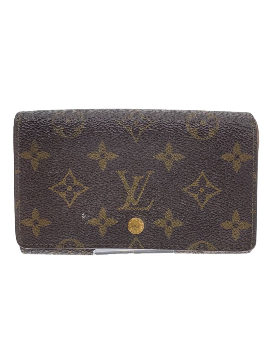【中古】LOUIS VUITTON◆1)ポルト・モネ・ビエ・トレゾール_モノグラム・キャンバス_BRW/PVC/BRW/メンズ【服飾雑貨他】