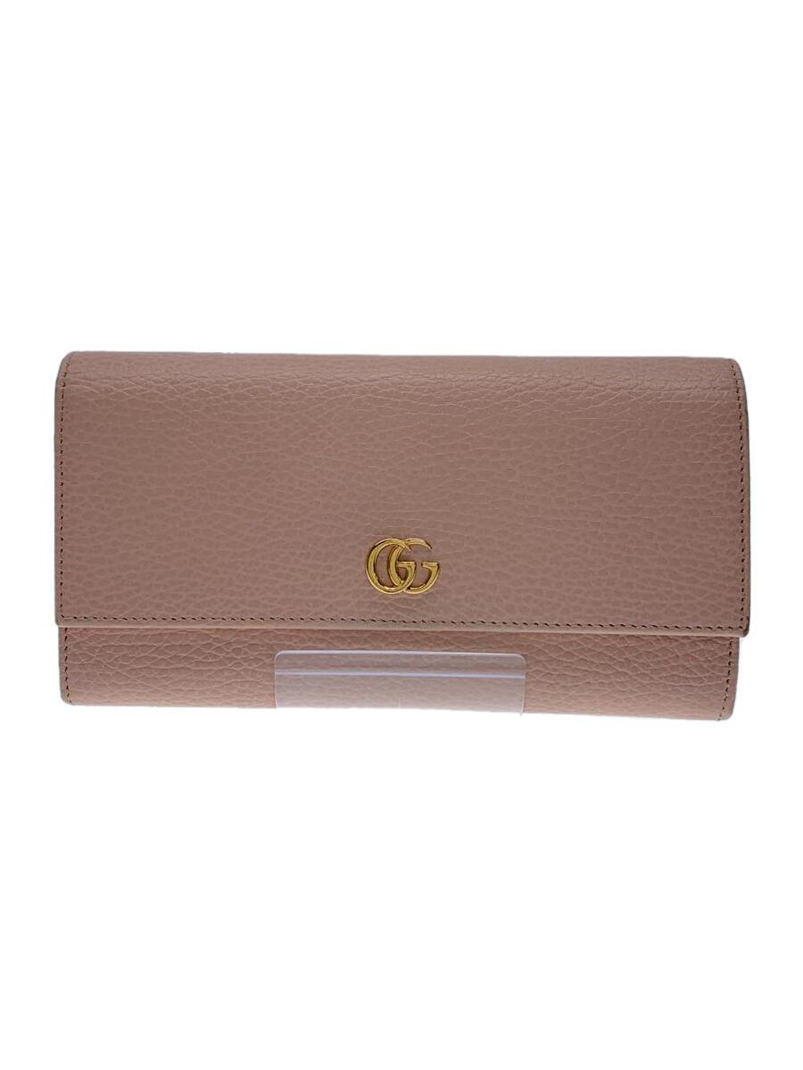 【中古】GUCCI◆長紙入れ/なめし革/サクラ色/無地/レディース/456166 496085【服飾雑貨他】