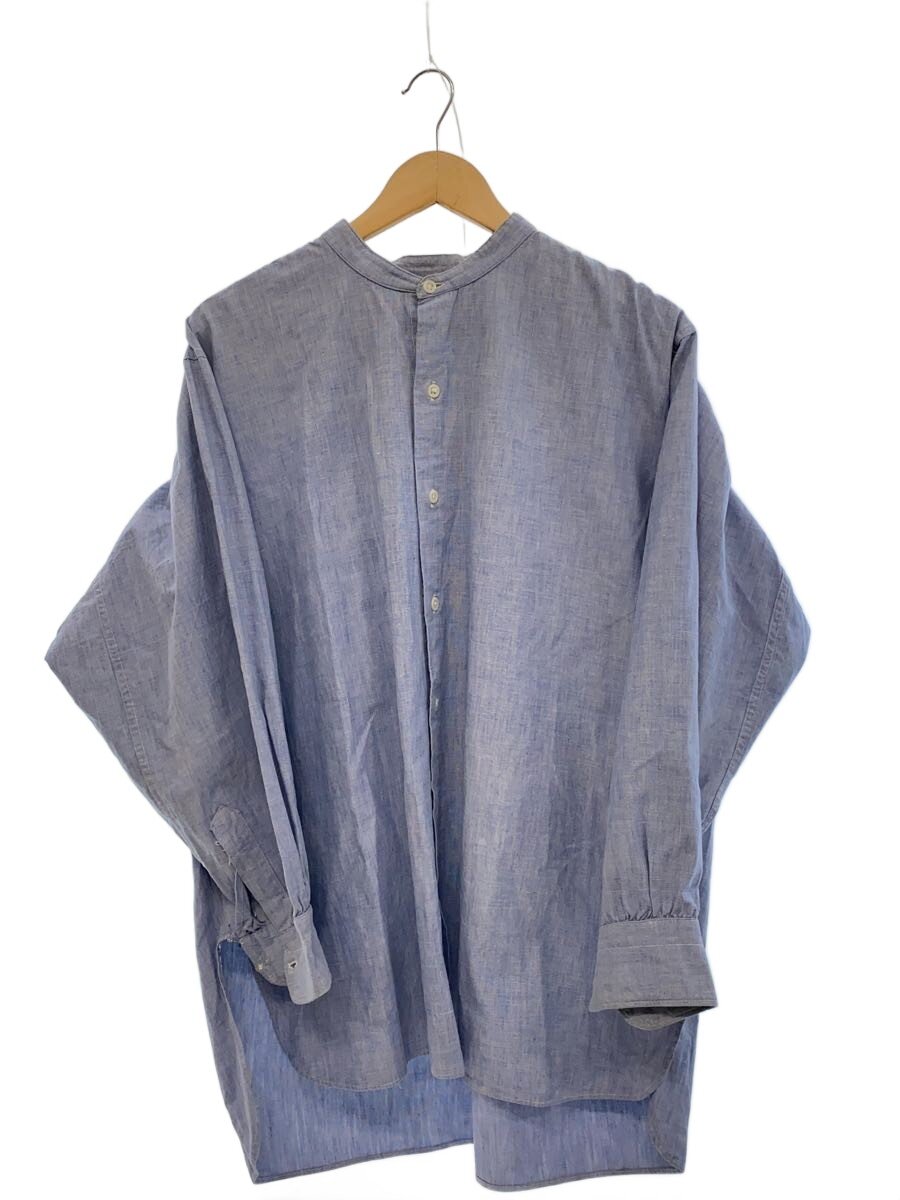 【中古】French Vintage/酪漿硝子/バンドカラーシャツ/ブルーシャンブレー【メンズウェア】