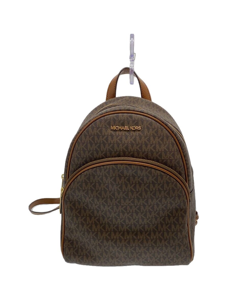 【中古】MICHAEL KORS◆背嚢/なめし革/BRW/総柄/35F8GAYB2B【御徒面子】