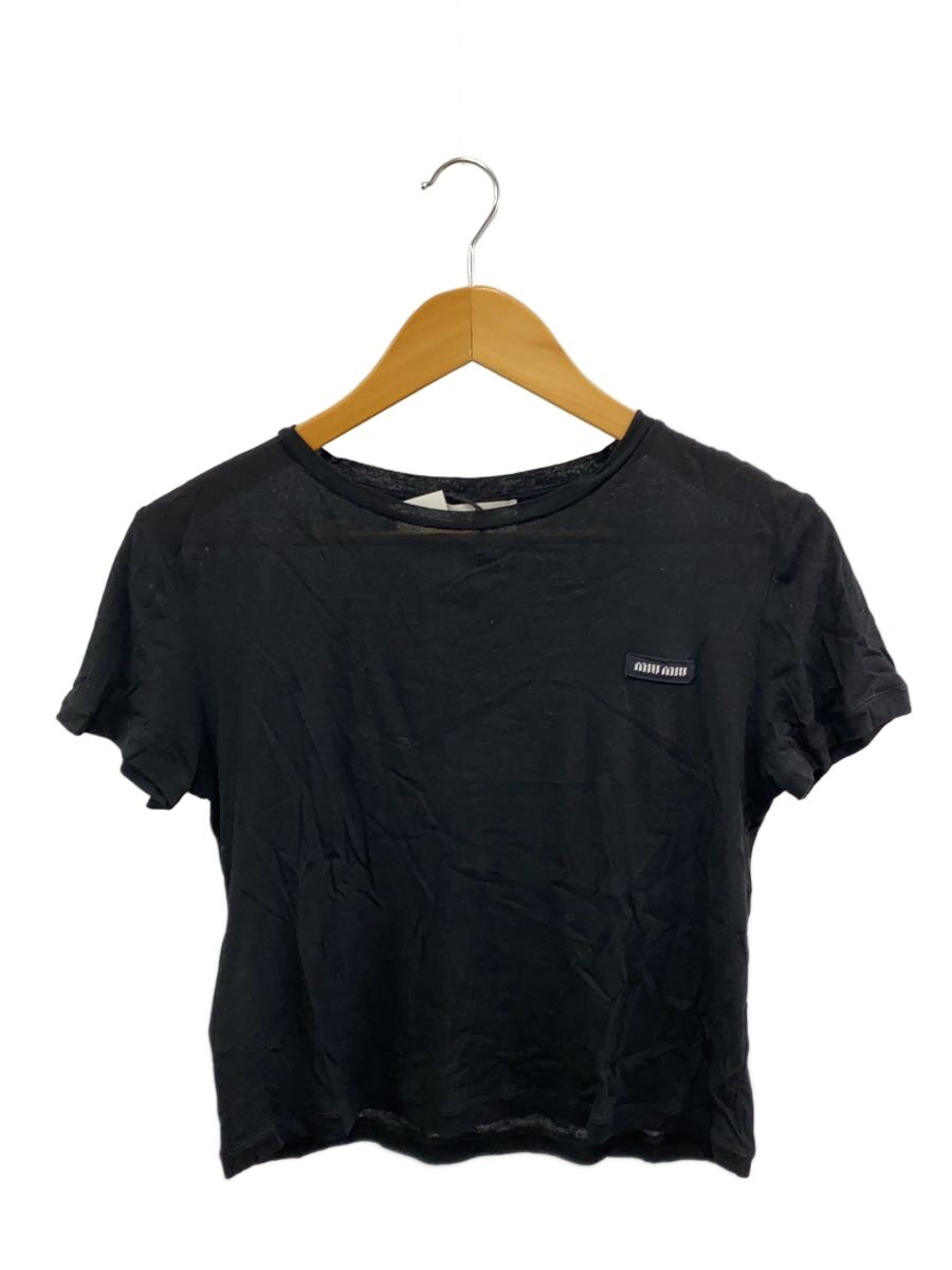 【中古】MIU MIU◆半袖カットソー/S/綿織物/BLK/無地/MJN466【レディースお召しもの】