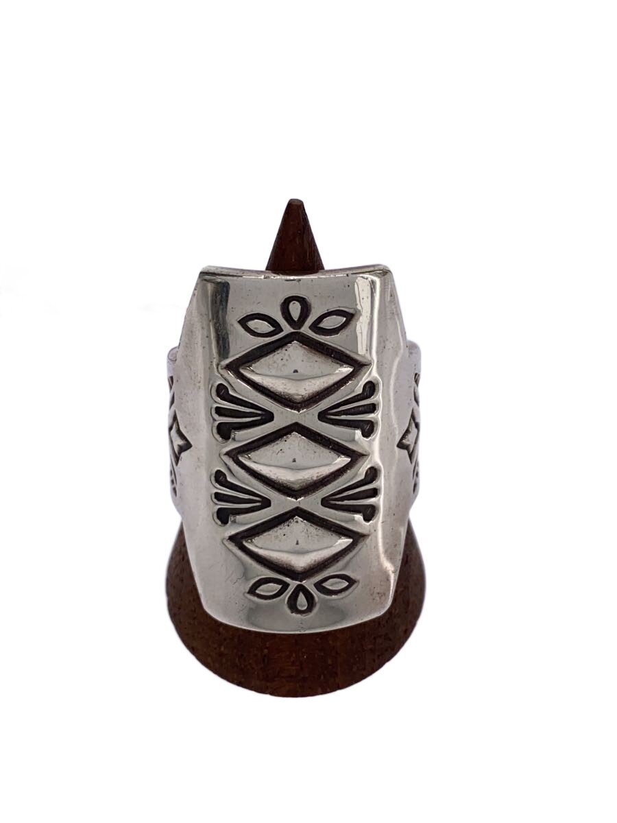 【中古】NAVAJO◆Clendon Pete_クレンドンピート/スタンプワークリング/SILVER/18号/しろがね色/メンズ//【服飾雑貨他】