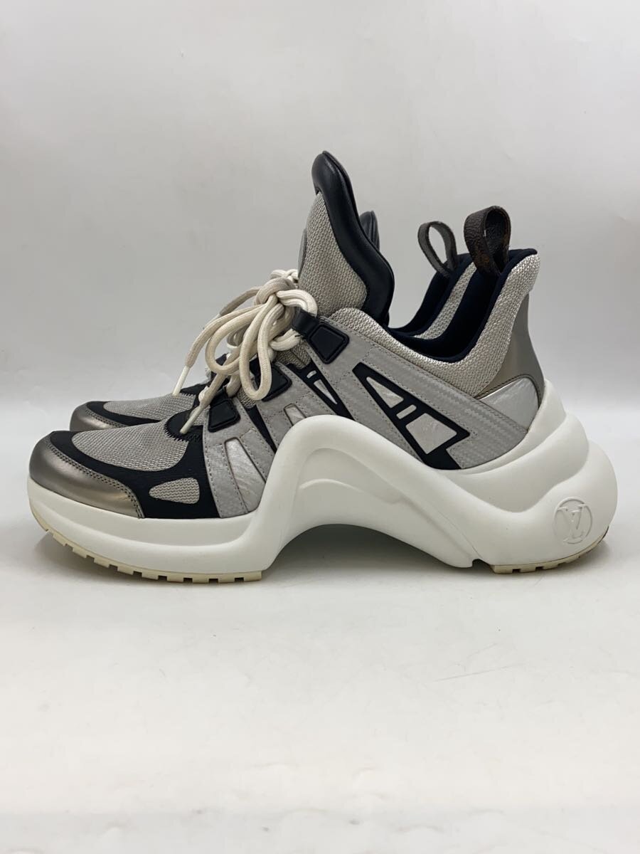 【中古】LOUIS VUITTON◆スニーカー_LV弧線点火装置・伝達ルート_GRY/39/GRY/牛皮【シューズ】