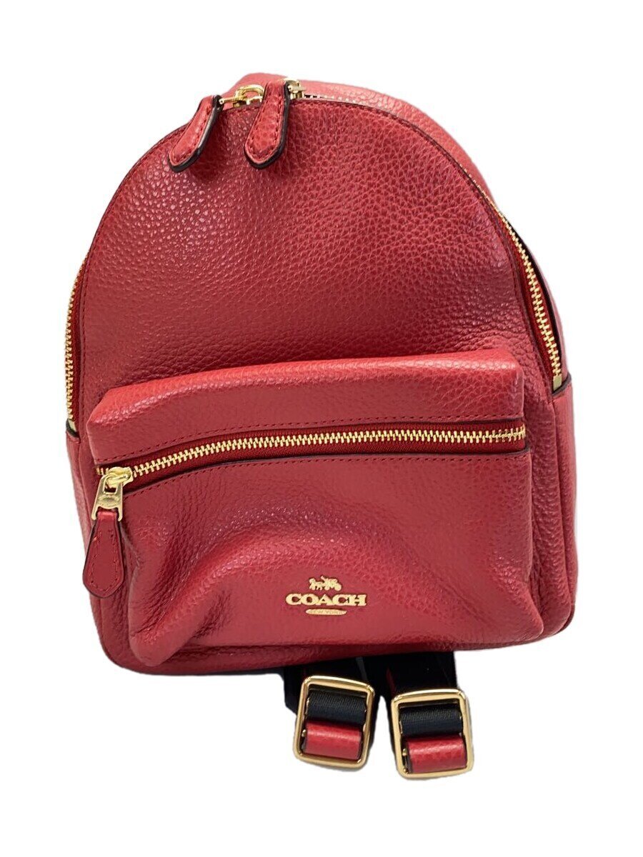 【中古】COACH◆ミニ・チャーリー/シボ革/シュリンクレザー/なめし革/赤いこと/F28995【御徒面子】
