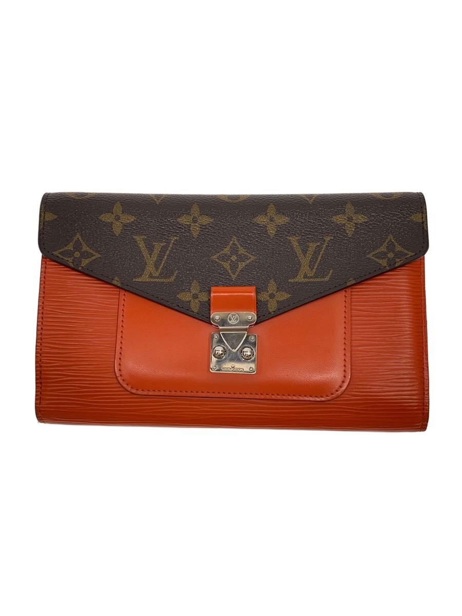 【中古】LOUIS VUITTON◆ポルト・フォイユ・マリーローズ_エピ_モノグラム・帆布/PVC/BRW/レディース【服飾雑貨他】