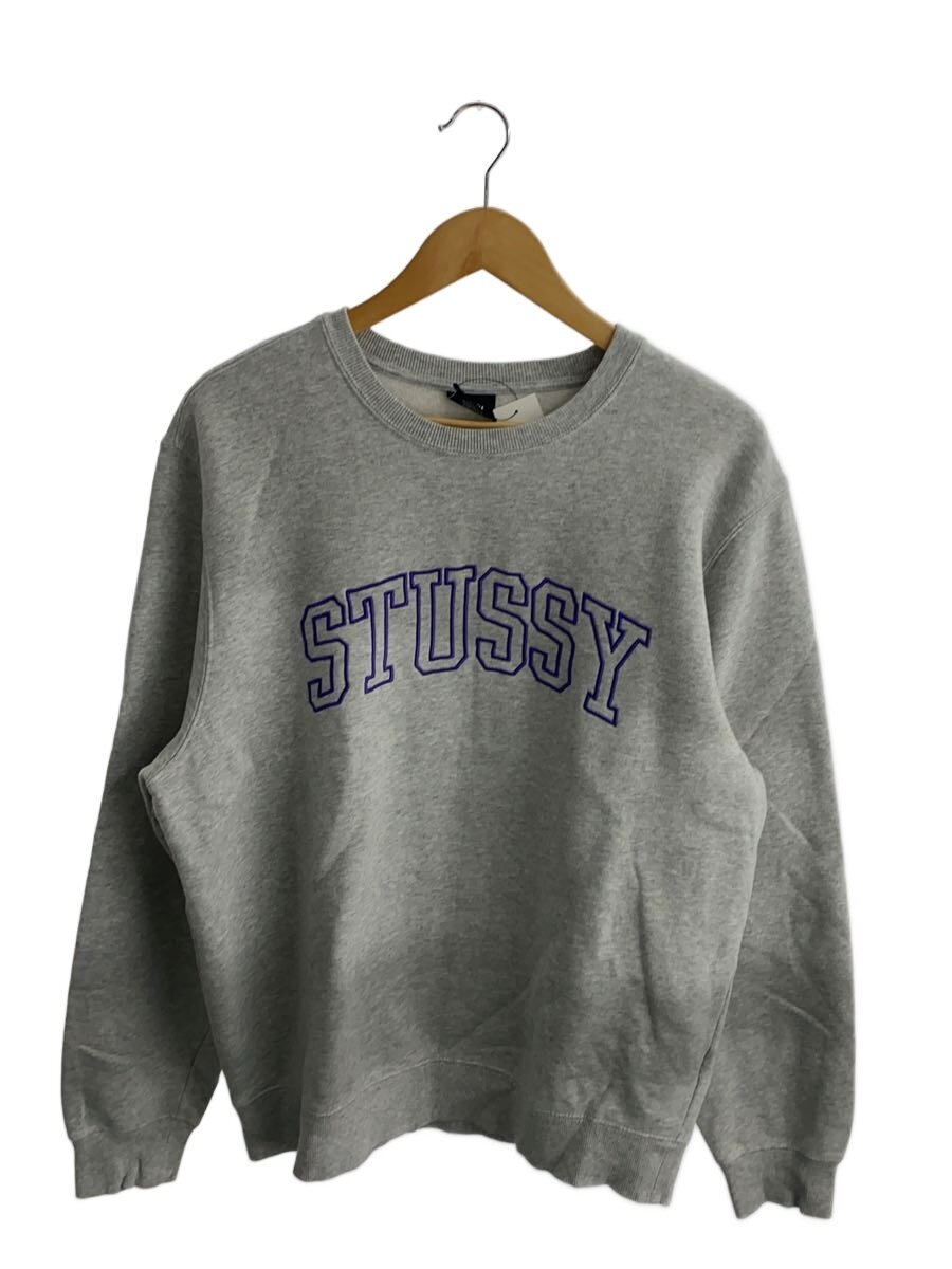 【中古】STUSSY◆S/アーチ形ロゴタイプ刺しゅう汗水/M/綿織物/GRY//【メンズウェア】