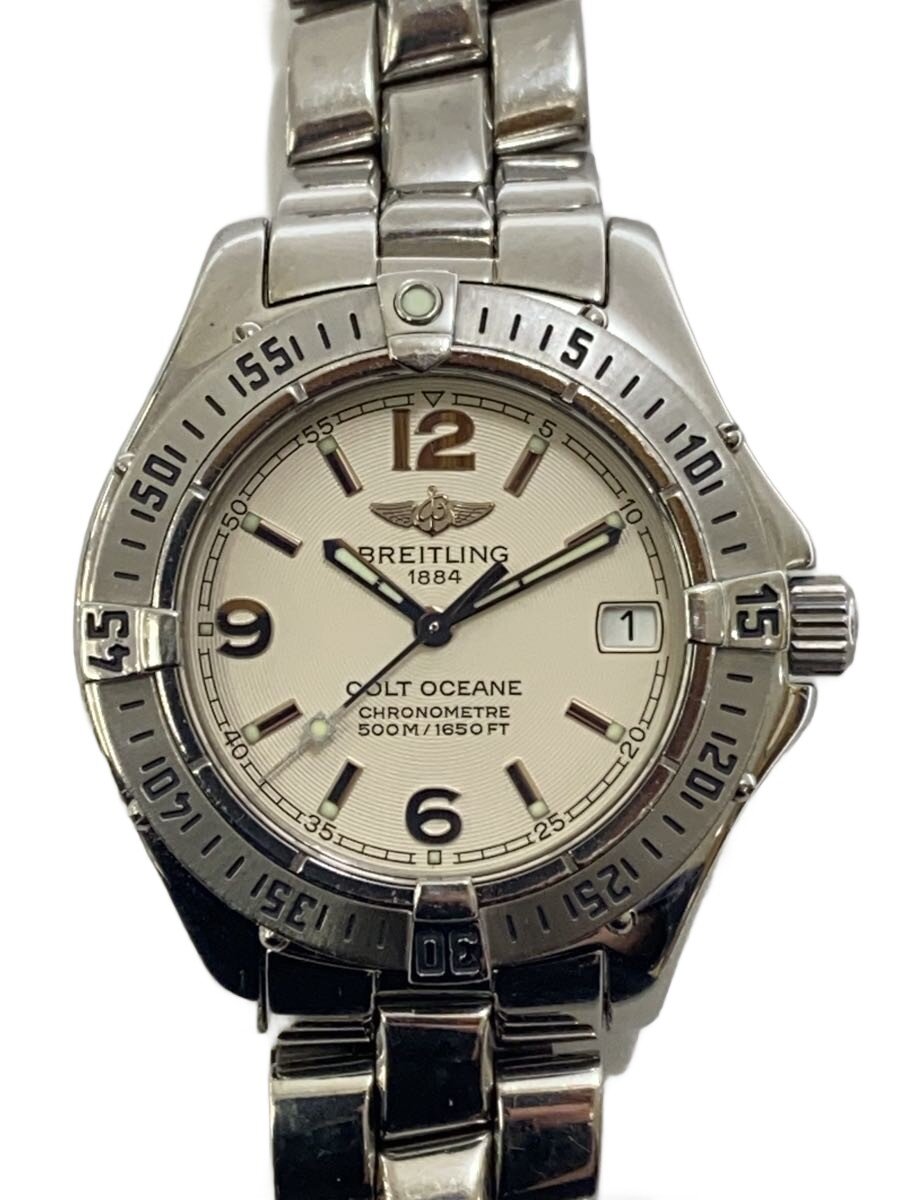 【中古】BREITLING◆逆回転させる押しとどめる付回転させるベゼル/コルトオーシャンヌ/石英/アナログ/ステンレス鋼/A77350//【服飾雑貨他】