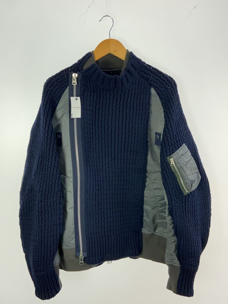 【中古】sacai◆上衣/4/羊毛/米国海軍/23-03165M/編み物うつり変わり上衣/ナイロン/縛//【メンズウェア】