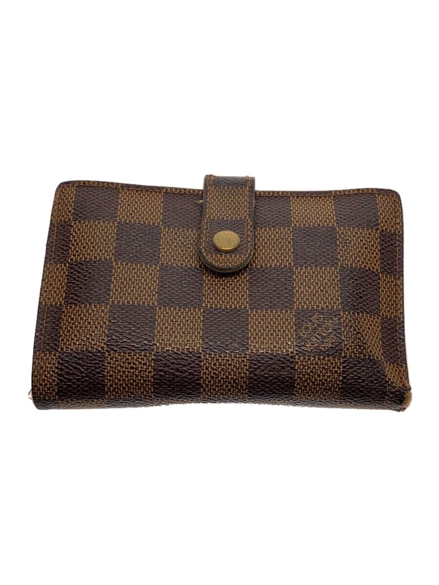 【中古】LOUIS VUITTON◆ポルト・モネ・ビエ・ヴィエノワ_ダミエ・エベヌ_BRW/PVC/BRW/レディース【服飾雑貨他】