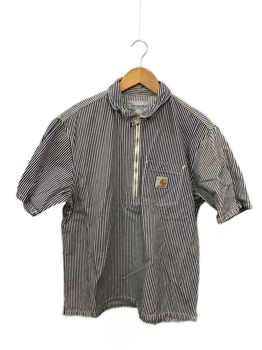 【中古】CARHARTT WIP(WORK IN PROGRESS)◆半袖プルオーバー/L/綿織物/NVY/縞模様【メンズウェア】