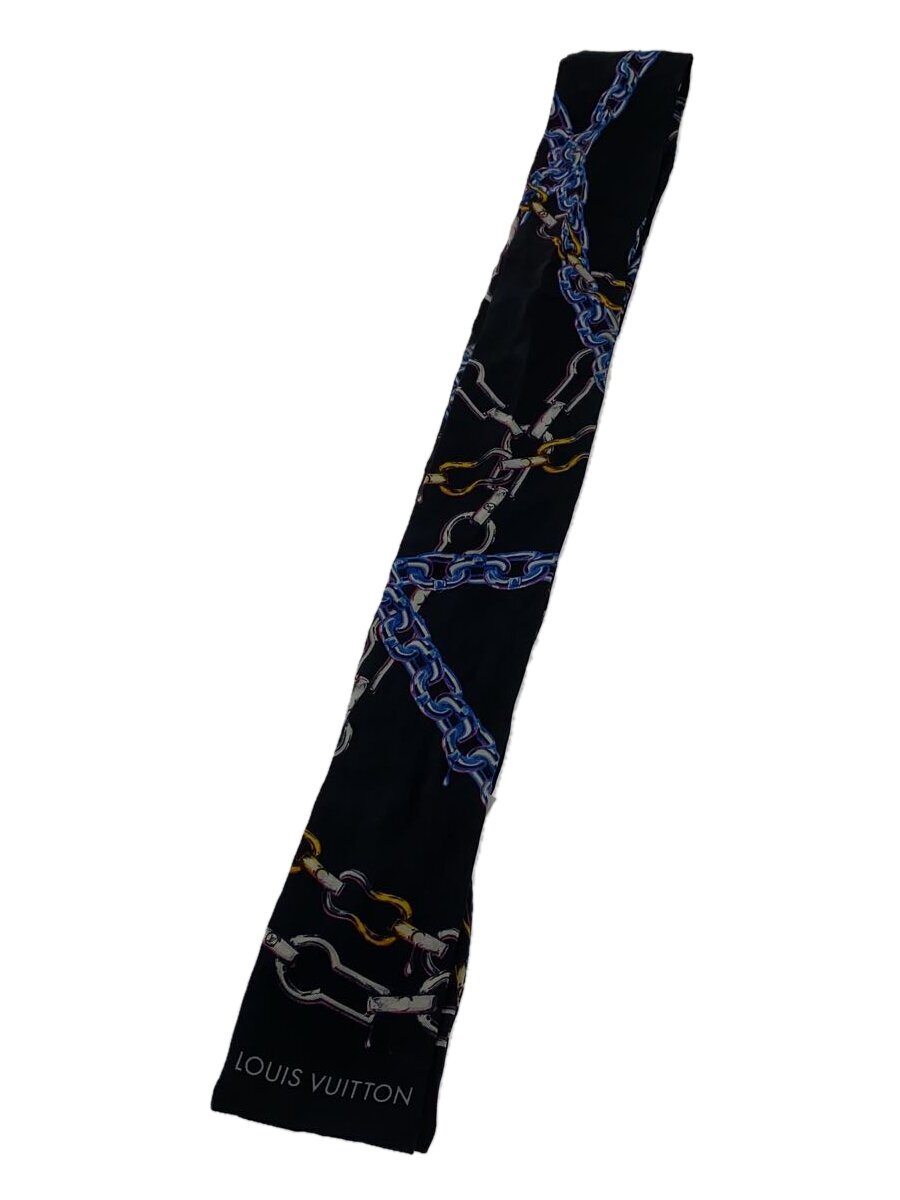 【中古】LOUIS VUITTON◆えり巻き/地絹/BLK/総柄/レディース【服飾雑貨他】