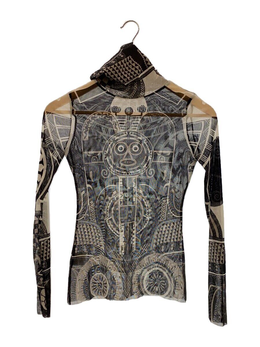 【中古】Jean Paul GAULTIER FEMME◆力強さサイバー空間/カットソー/40/ナイロン/黒いこと/総柄/570-5.CKK//【レディース御召しもの】