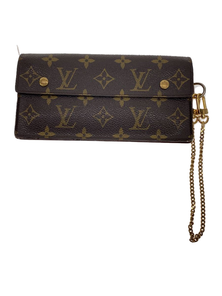 【中古】LOUIS VUITTON◆ポルト・フォイユ・アコルディオン_モノグラム・帆布_BRW/PVC/BRW/レディース【服飾雑貨他】