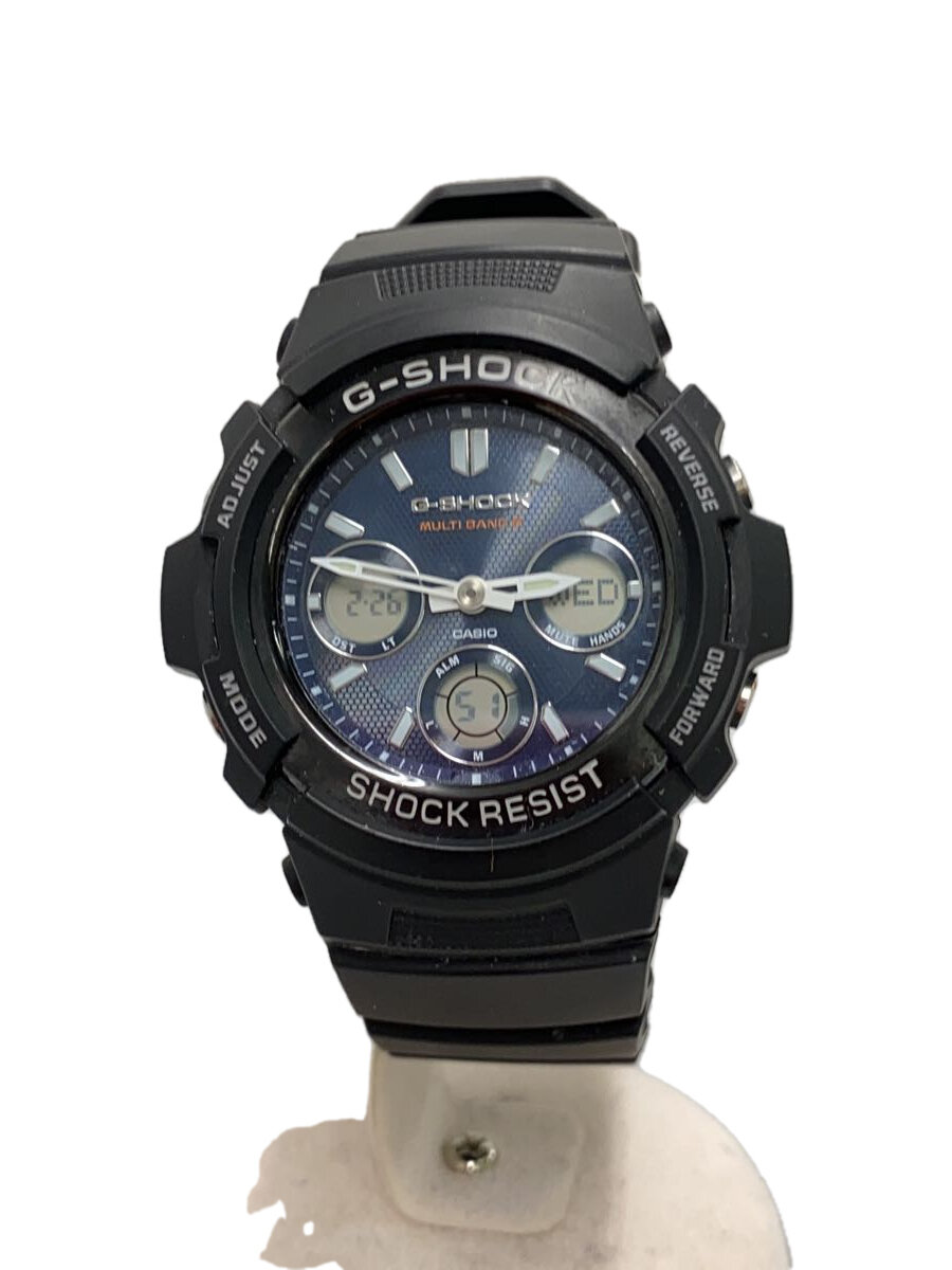 【中古】CASIO◆ソーラーウオッチ/デジアナ/--/NVY/BLK/AWG-M100SB//【服飾雑貨他】