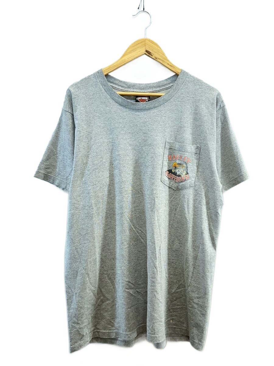 【中古】HARLEY DAVIDSON◆00s/ファイヤー/ポケT/プルオーバー/--/綿織物/GRY/刷り上げる//【メンズウェア】