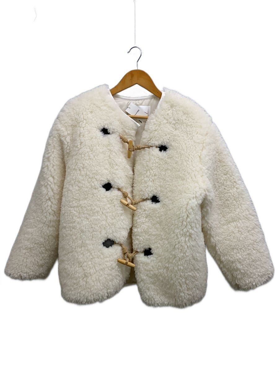【中古】le.ema/Collarless Over Jacket/上衣/--/ポリエステル/WHT/無地【レディース御召しもの】
