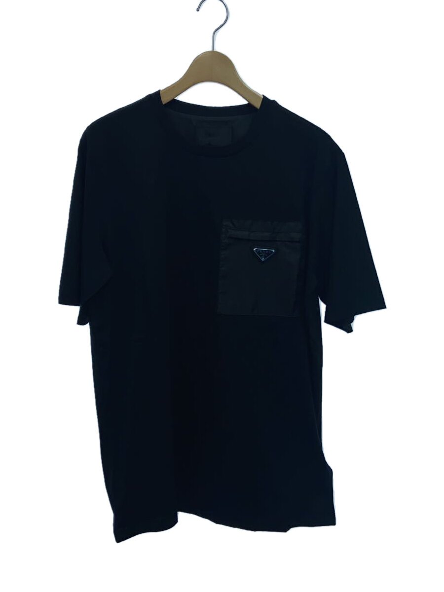 【中古】PRADA◆22SS/Re-Nylon/プルオーバー/クルーネックカットソー/M/綿織物/BLK/黒/ロゴタイプ/UJN661【メンズウェア】