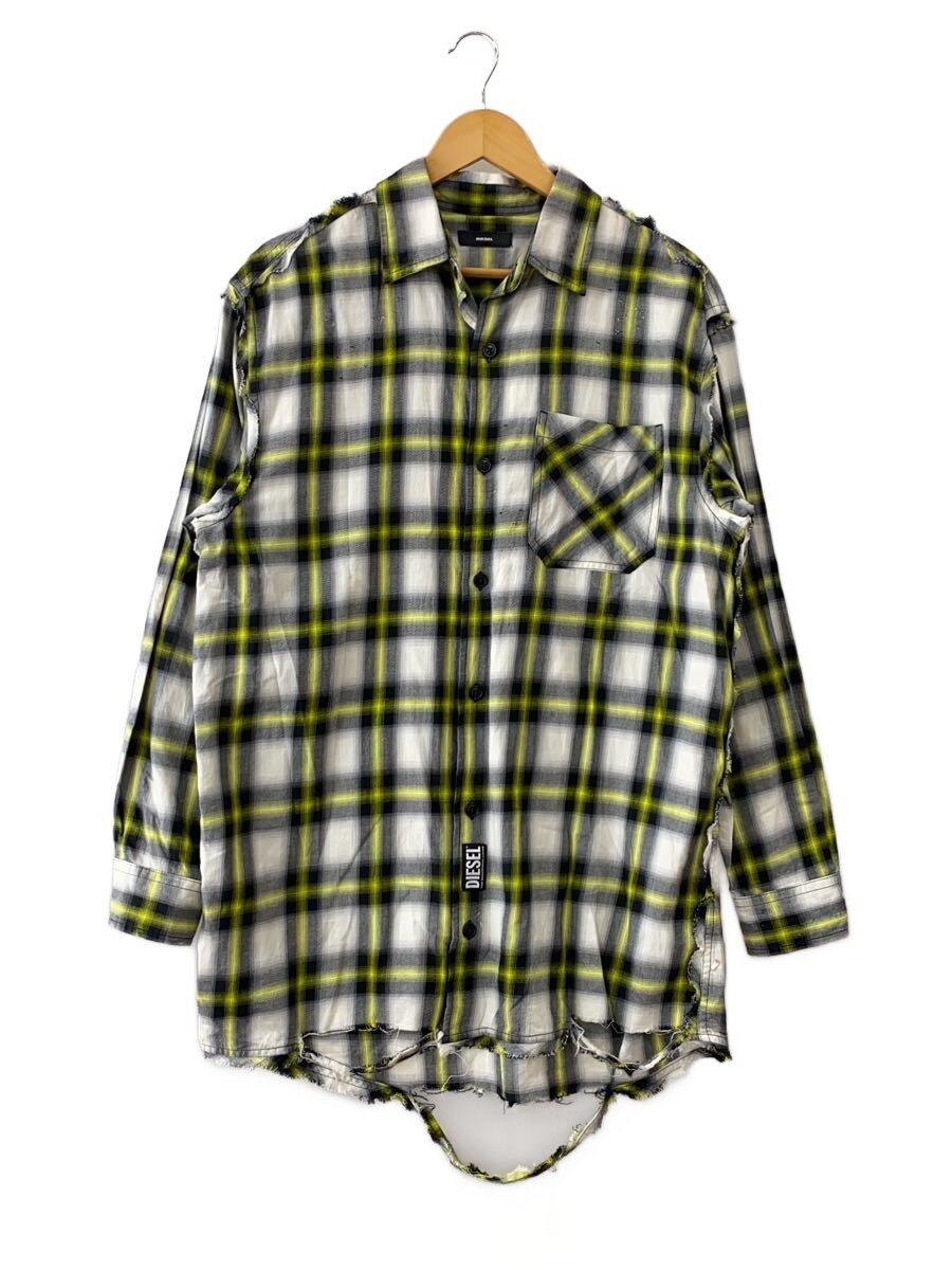 【中古】DIESEL◆長袖プルオーバー/S/綿織物/YLW/オンブレチェック/不都合産業【メンズウェア】