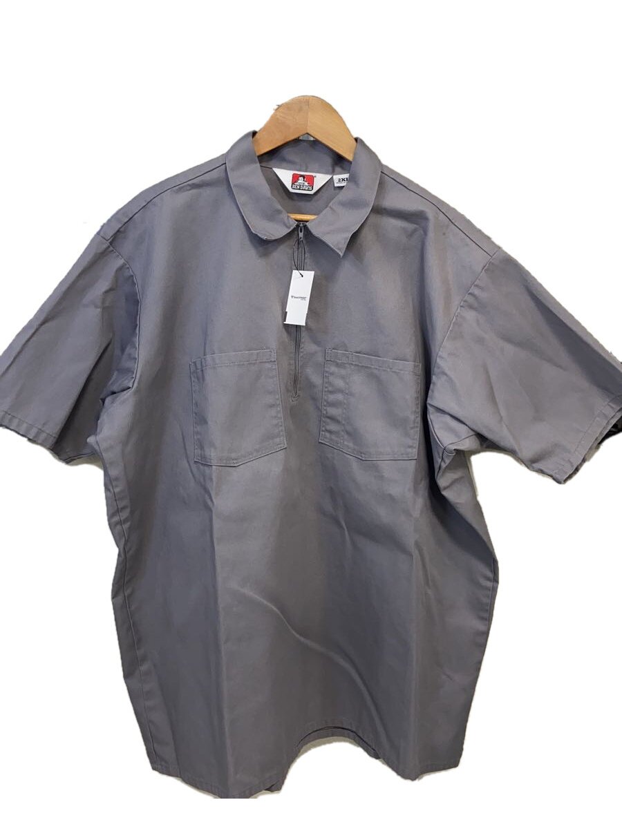 【中古】BEN DAVIS◆70～80s/USA製/ハーフジップ/半袖プルオーバー/XXL/綿織物/GRY//【メンズウェア】