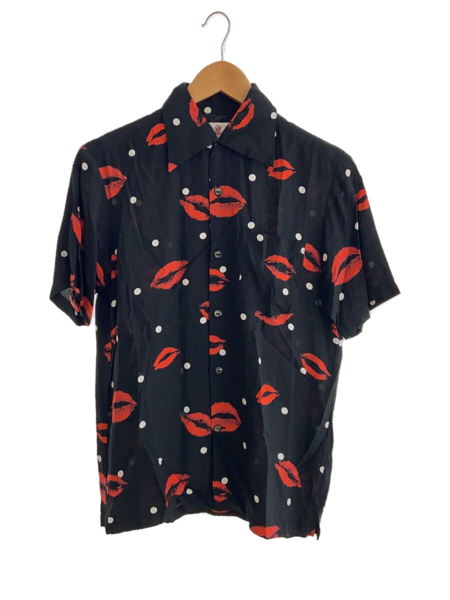 【中古】Aloha Blossom◆KISS/アロハシャツ/38/人絹/BLK/総柄/AB-0002010101【メンズウェア】