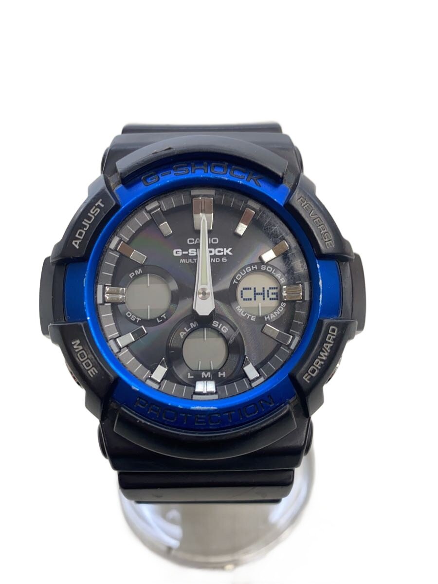 【中古】CASIO◆ソーラーウオッチ・G-SHOCK/デジアナ/天然ゴム/BLK/BLK//【服飾雑貨他】