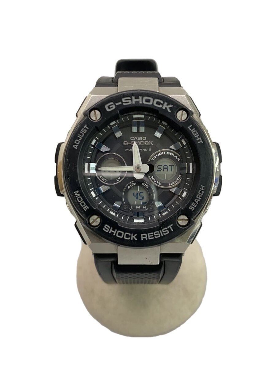【中古】CASIO◆ウオッチ/デジアナ/天然ゴム/BLK/BLK/gst-w300【服飾雑貨他】