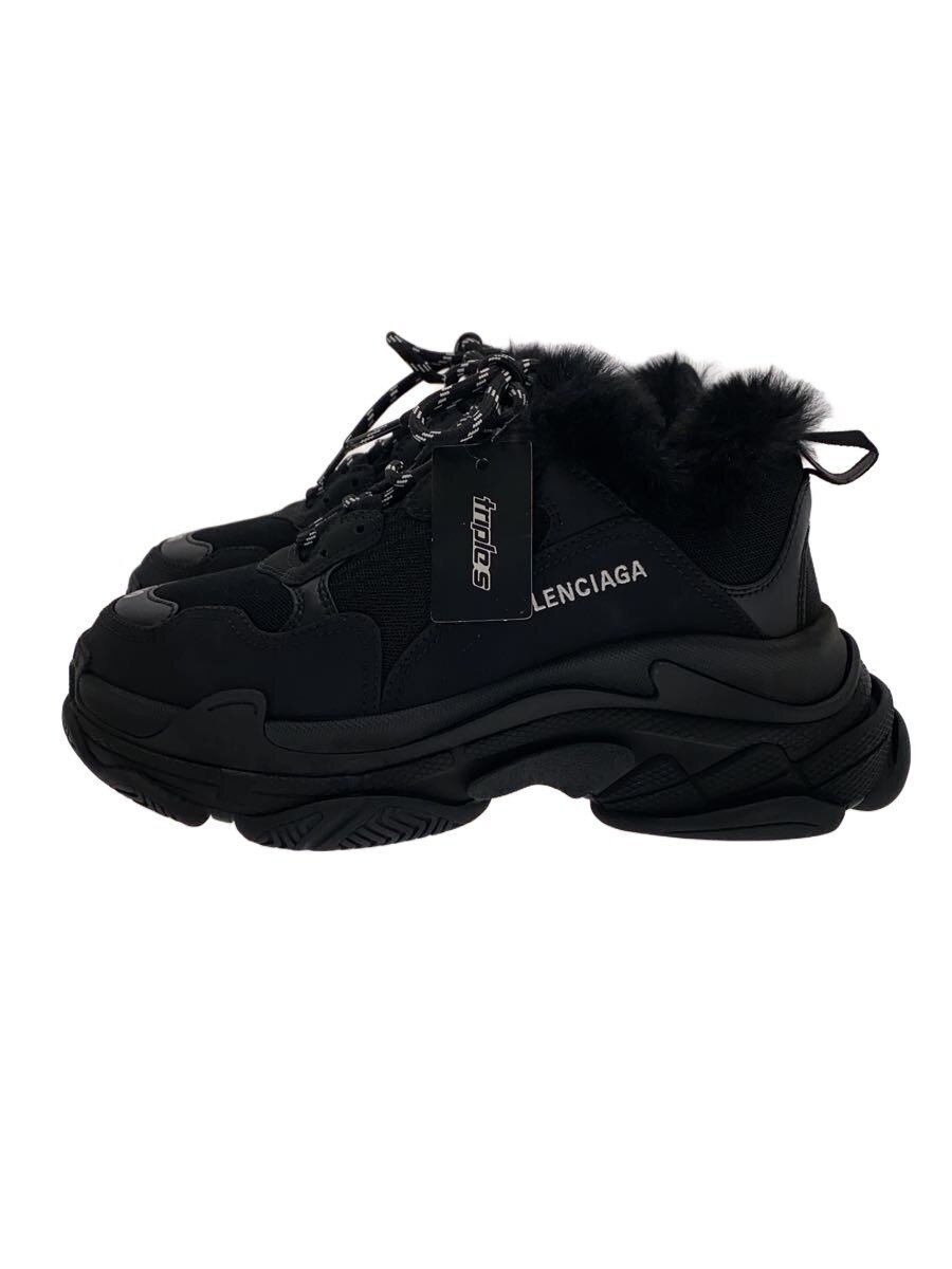 【中古】BALENCIAGA◆ローカットスニーカー/26.5珊/BLK/フェイクファー/668563【シューズ】