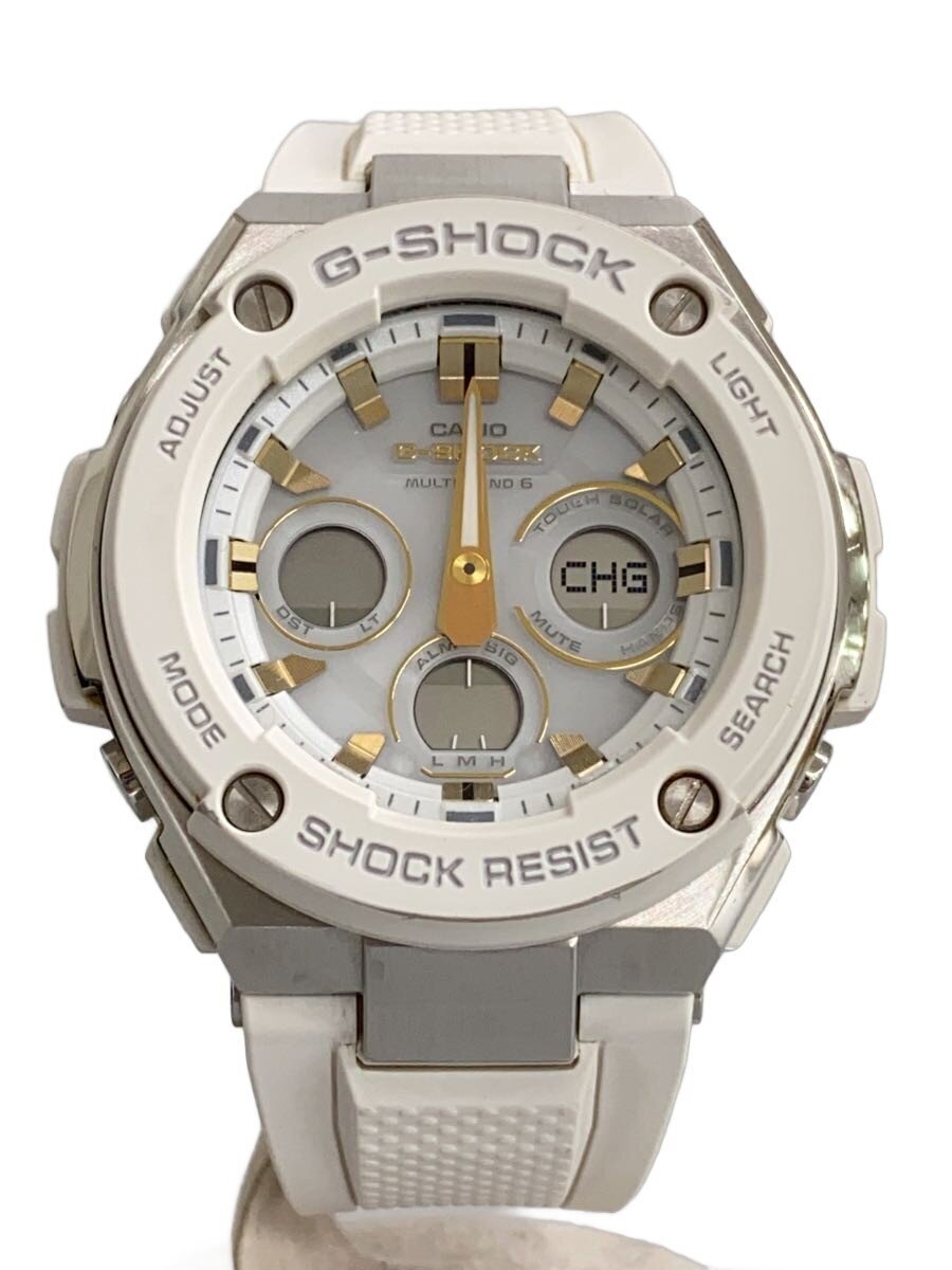 【中古】CASIO◆ソーラーウオッチ・G-SHOCK/デジアナ/WHT【服飾雑貨他】