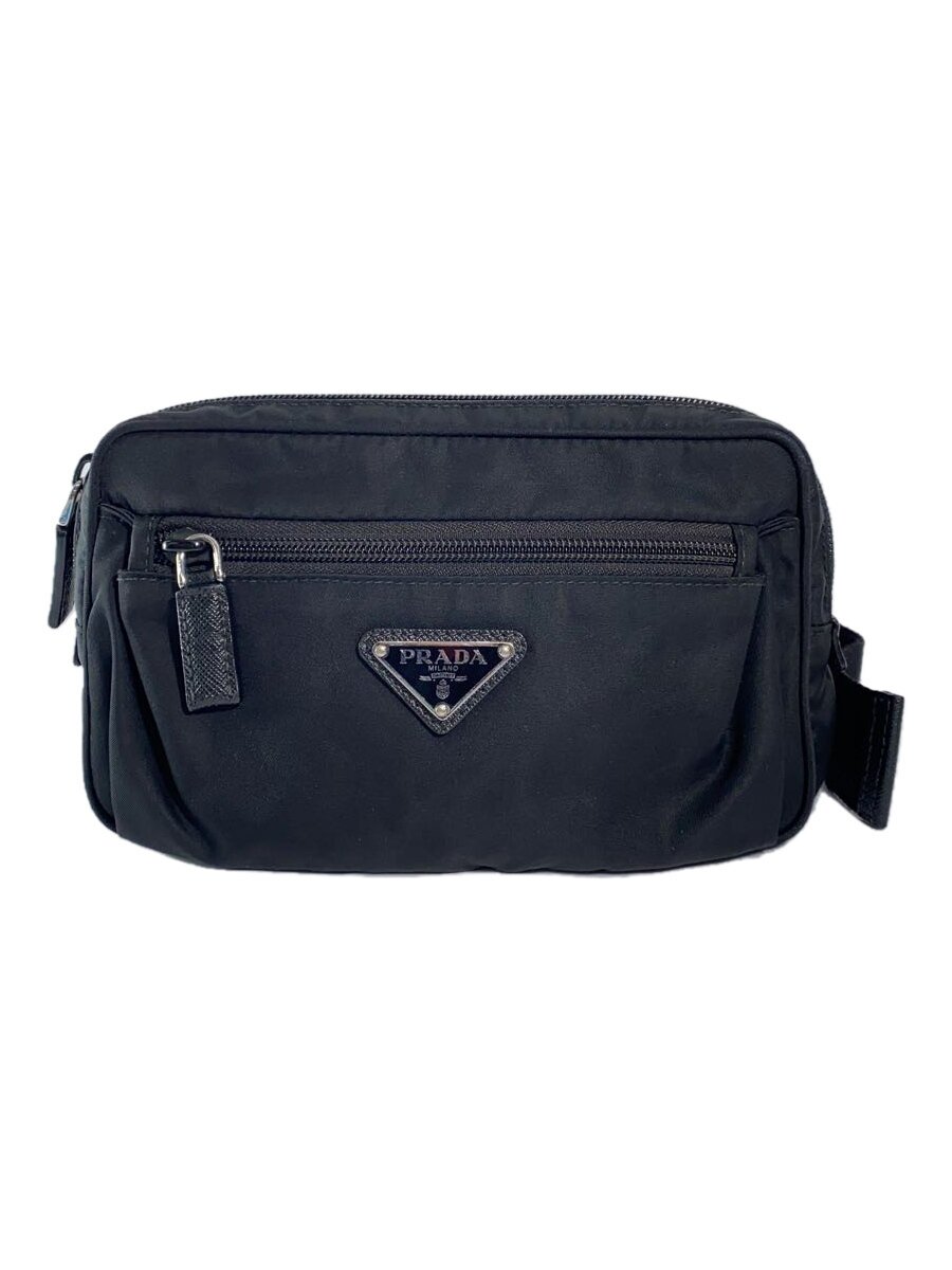 【中古】PRADA◆酉の方角御徒面子/ナイロン/BLK/無地【御徒面子】