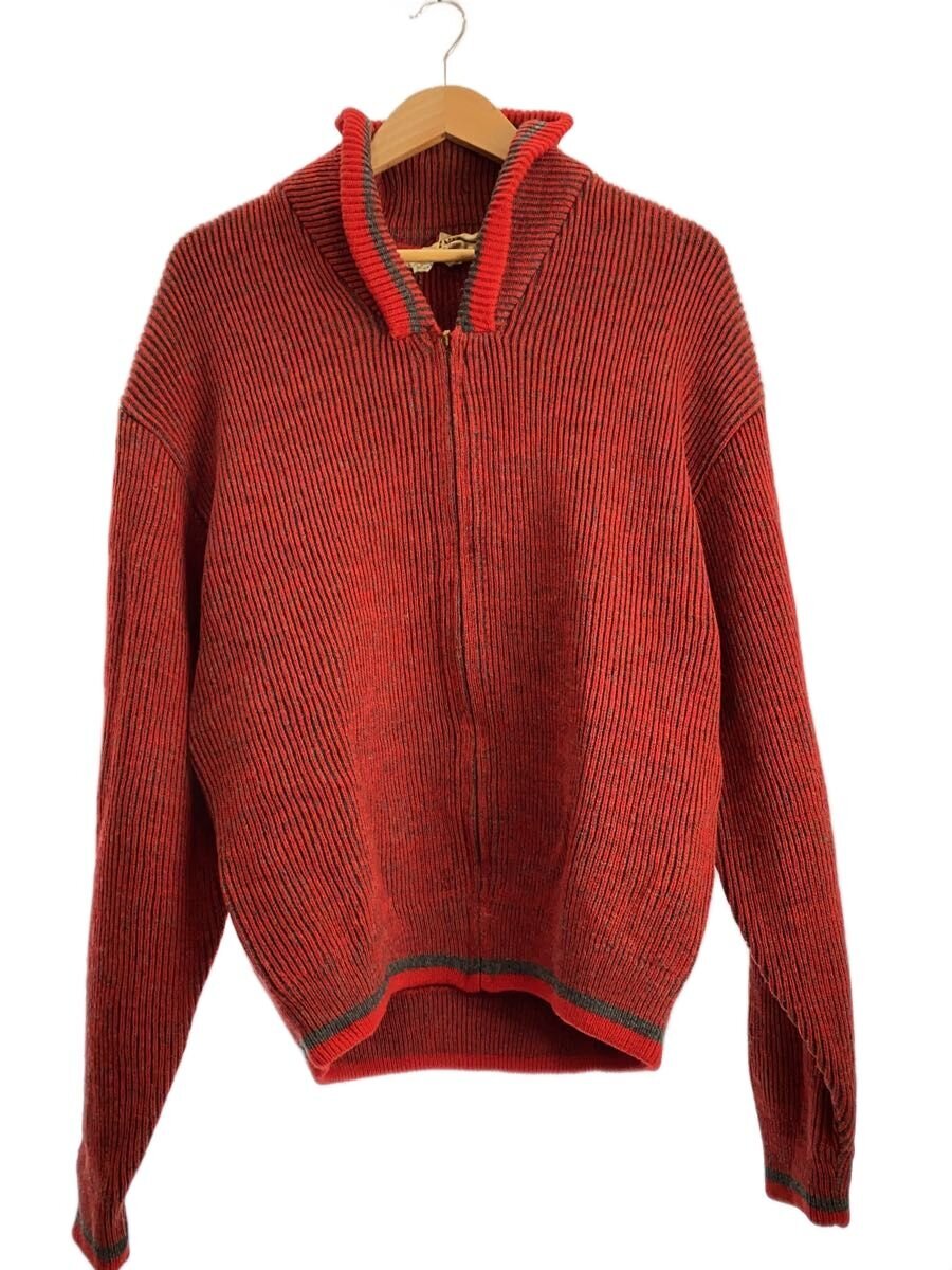【中古】TOWN CRAFT◆50s/PENNYs/ショールカラージップカーディガン(朦々たる)/XL/羊毛/RED【メンズウェア】