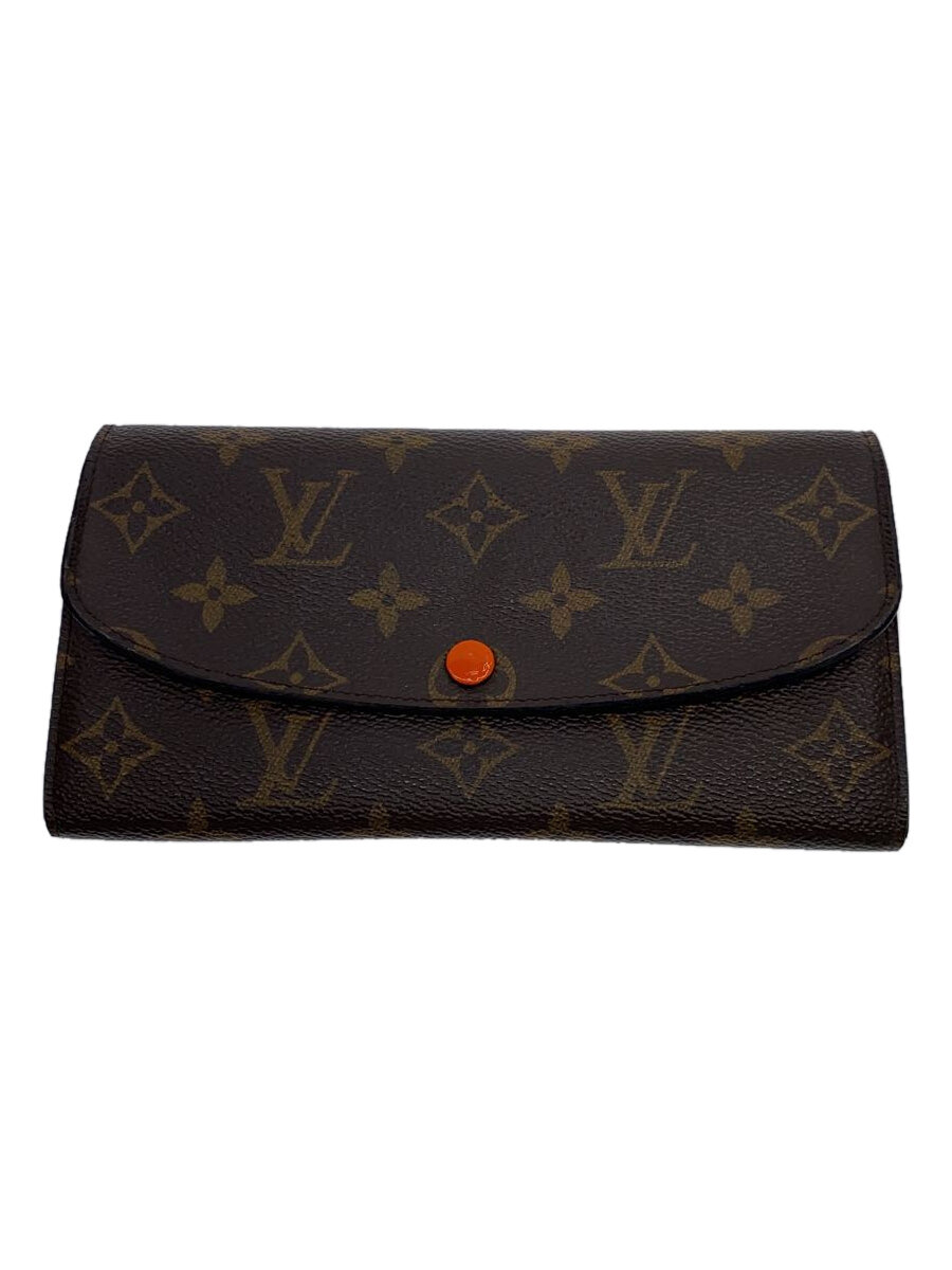【中古】LOUIS VUITTON◆ポルト・フォイユ・エミリー_モノグラム・帆布_BRW_芥子/PVC/BRW/総柄/レディース【服飾雑貨他】