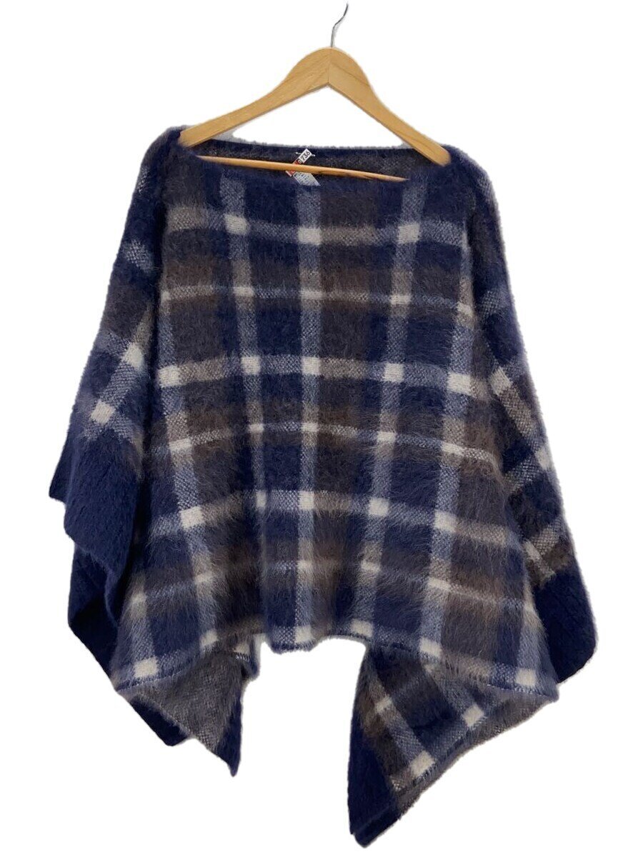 【中古】チェックポンチョ/PUNTO D ORO/ポンチョ/--/--/NVY/照合のしるし【レディース御召しもの】