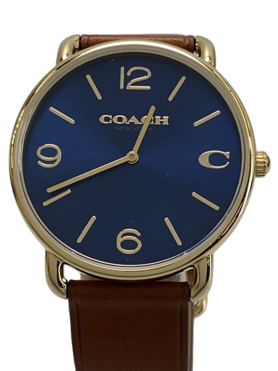 【中古】COACH◆エリオット ご覧なさる/石英ウオッチ/アナログ/なめし革/NVY/CML/CO223【服飾雑貨他】