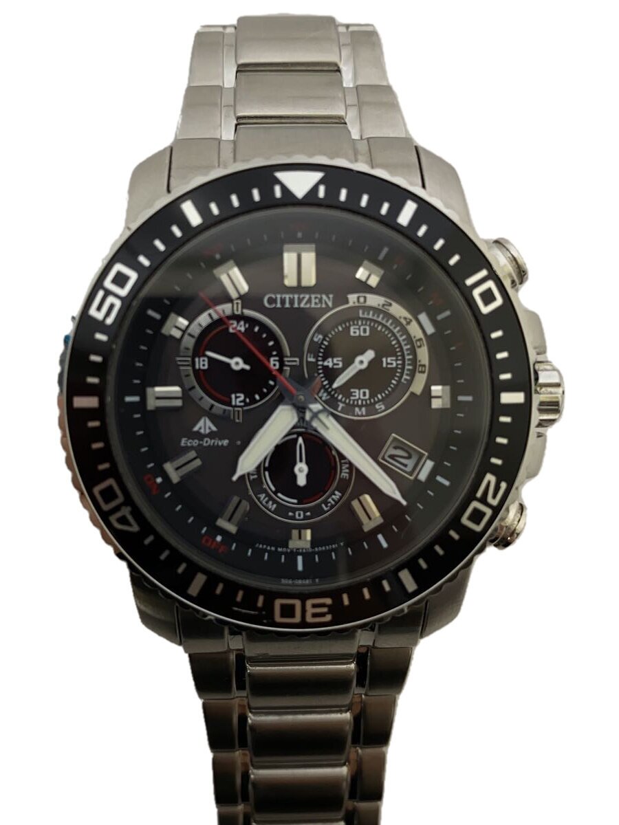 【中古】CITIZEN◆ソーラーウオッチ/アナログ/ステンレス鋼/BLK/SLV/SS/E610-S062926//【服飾雑貨他】