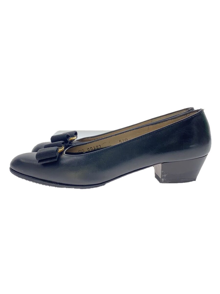 【中古】Salvatore Ferragamo◆パンプス/UK5.5/BLK/なめし革/DG 00393【シューズ】