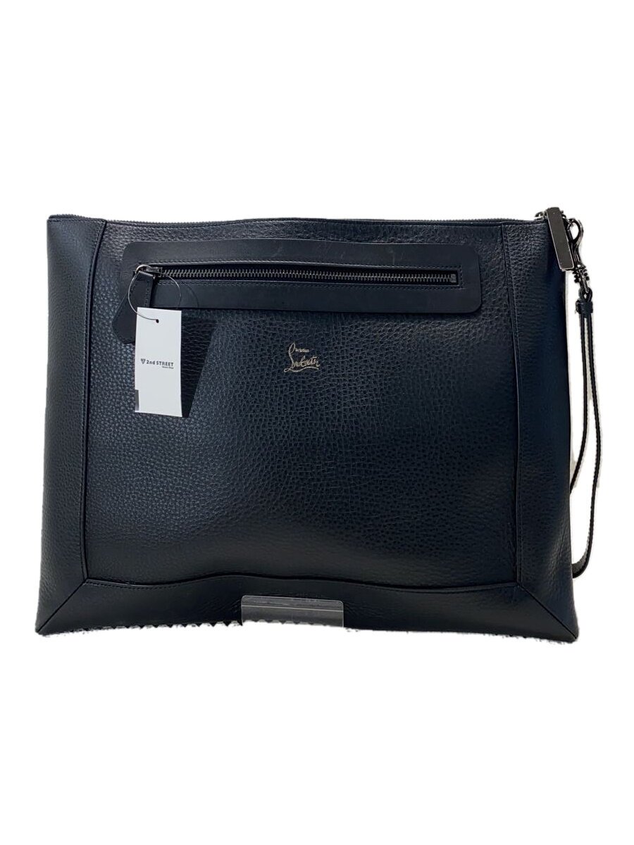 【中古】Christian Louboutin◆クラッチペダル御徒面子/なめし革/BLK/11445048【御徒面子】
