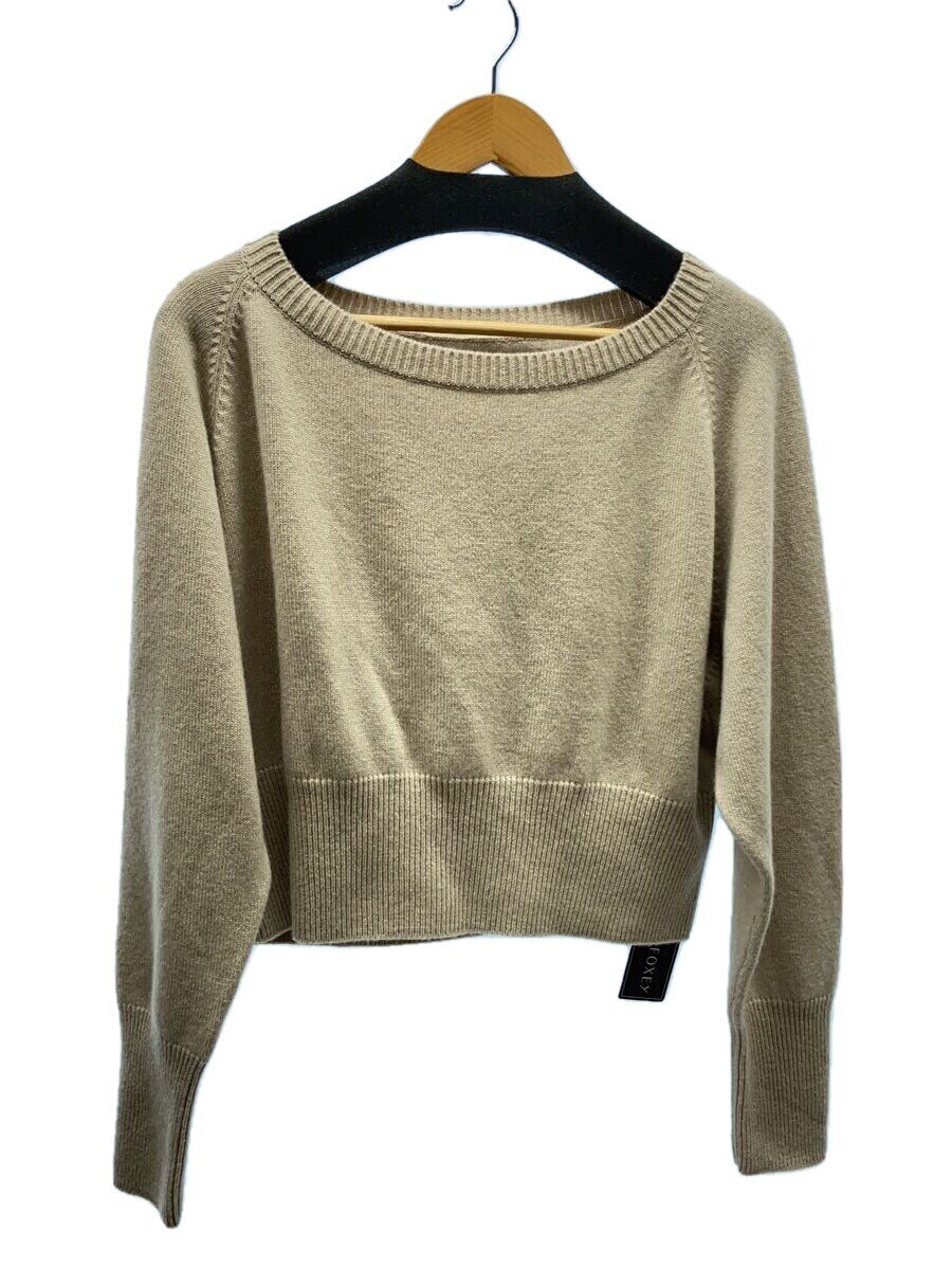【中古】FOXEY◆編み物・プルオーバー(薄っぺら)/40/カシミヤ/BEG/無地/37775-KATFZ15MK【レディース御召しもの】