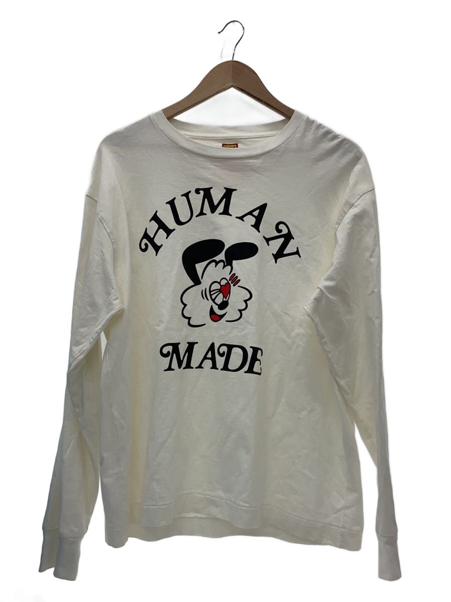 【中古】HUMAN MADE◆長袖プルオーバー/--/綿織物/WHT【メンズウェア】